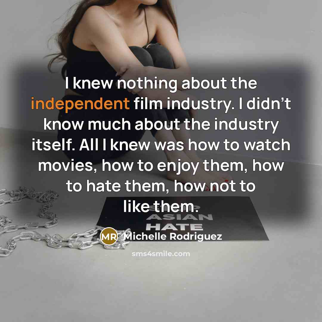 “I knew nothing about the independent film industry. I didn't…” quote by Michelle Rodriguez