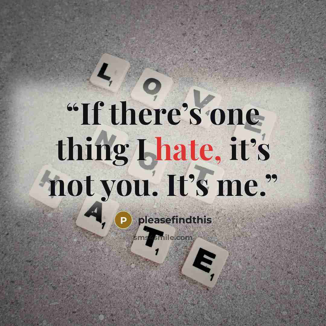 “If there’s one thing I hate, it’s not you. It’s me.” quote by pleasefindthis