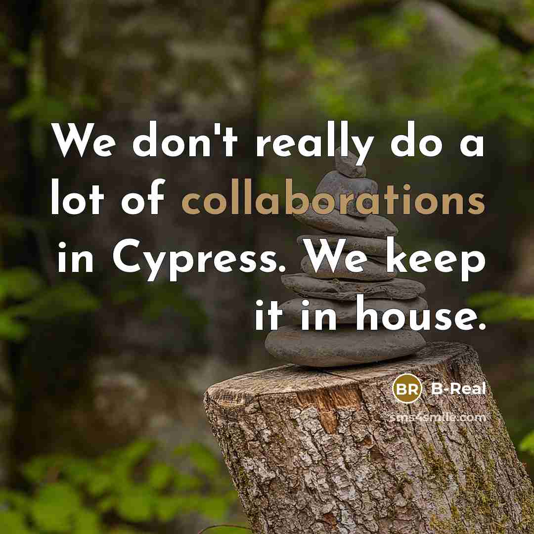 “We don't really do a lot of collaborations in Cypress. We keep it in house.” quote by B-Real