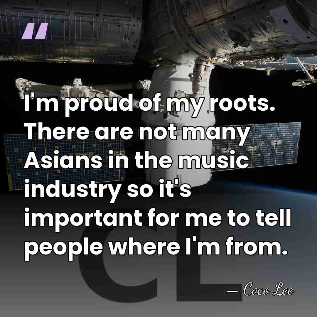 I'm proud of my roots. There are not many Asians in the&hellip; - Coco Lee