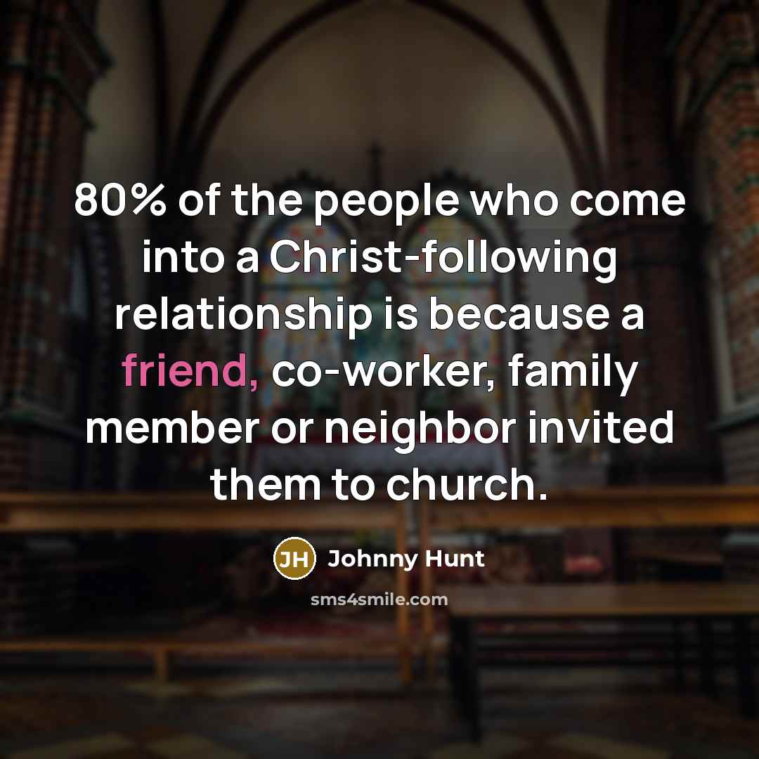 “80% of the people who come into a Christ-following relationship…” quote by Johnny Hunt