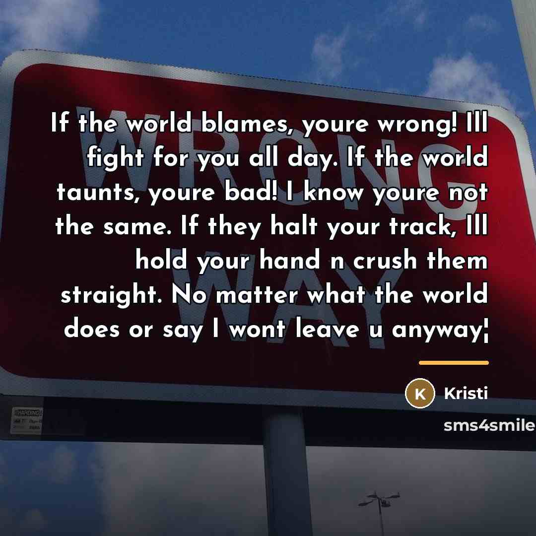 “If the world blames, youre wrong! Ill fight for you…” quote by Kristi