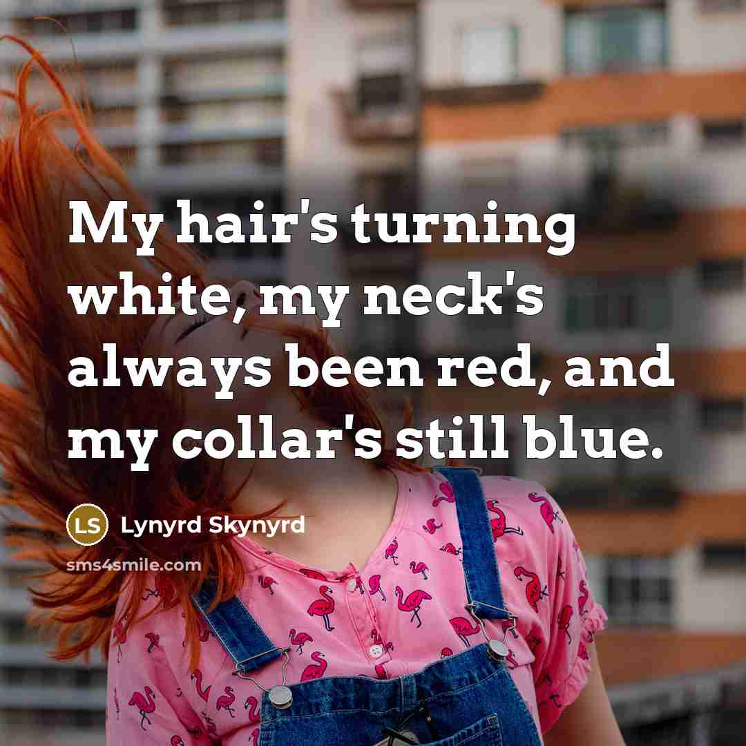 “My hair's turning white, my neck's always been red, and…” quote by Lynyrd Skynyrd