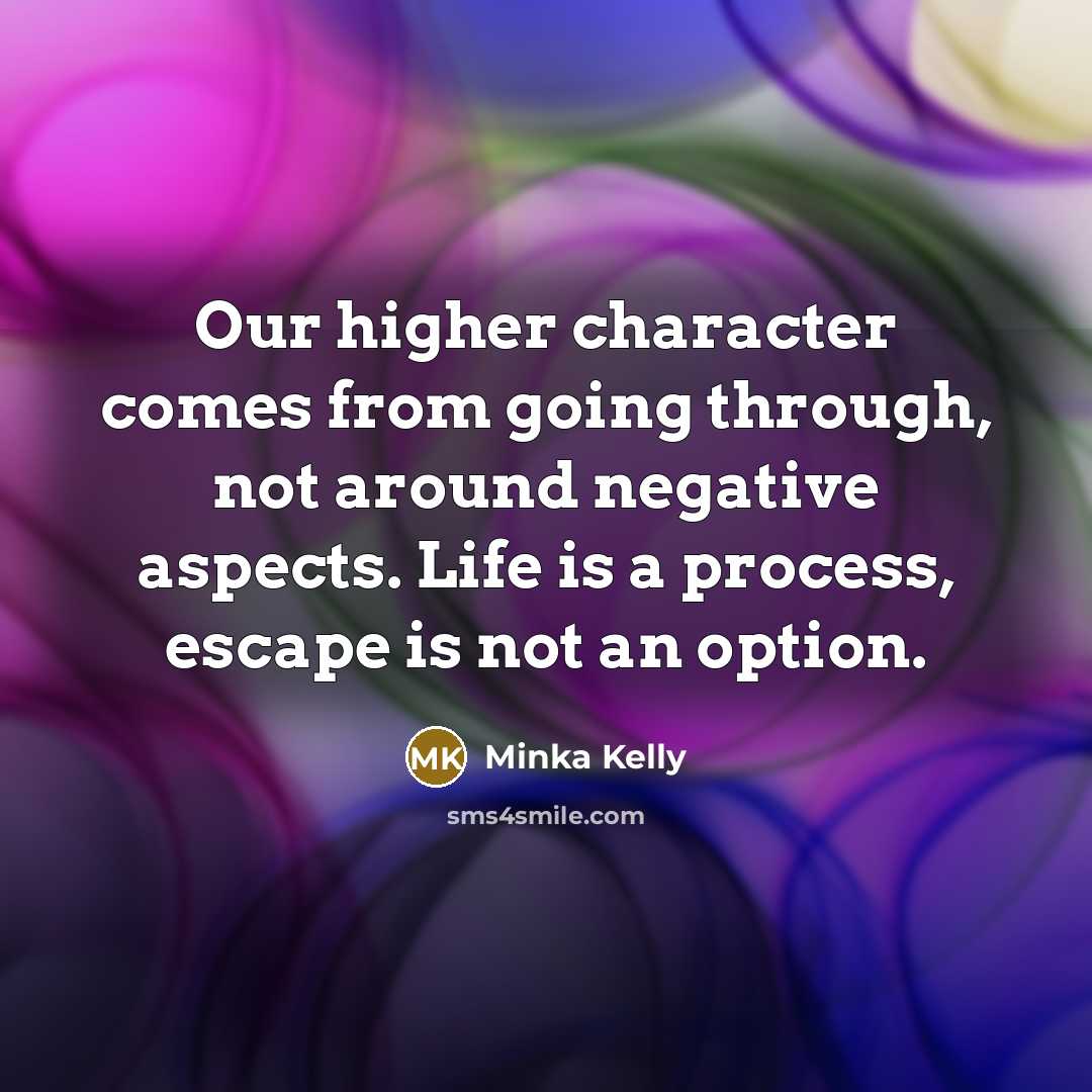 “Our higher character comes from going through, not around negative…” quote by Minka Kelly