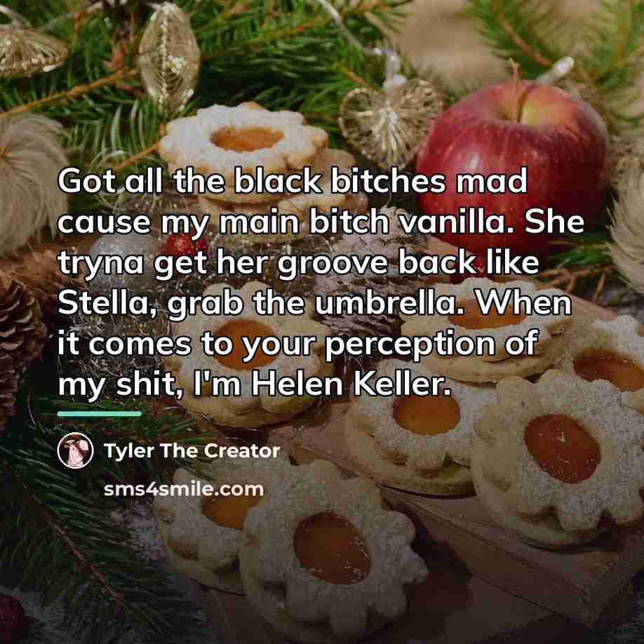 “Got all the black bitches mad cause my main bitch…” quote by Tyler The Creator