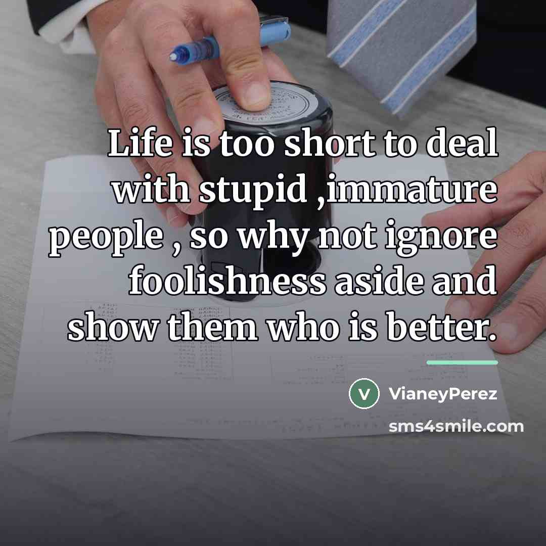 “Life is too short to deal with stupid ,immature people…” quote by VianeyPerez