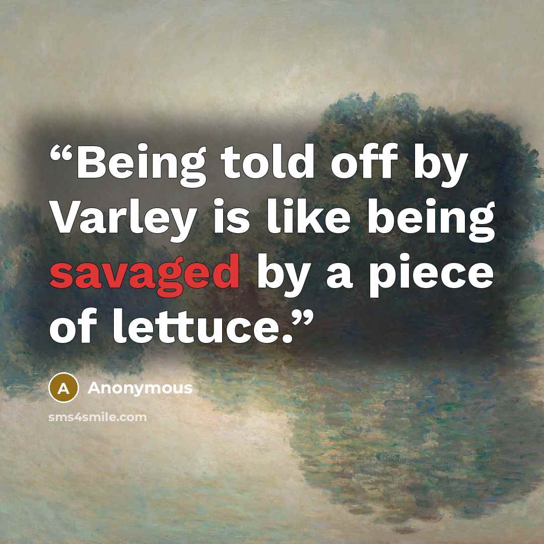 “Being told off by Varley is like being savaged by a piece of lettuce.” quote by Anonymous