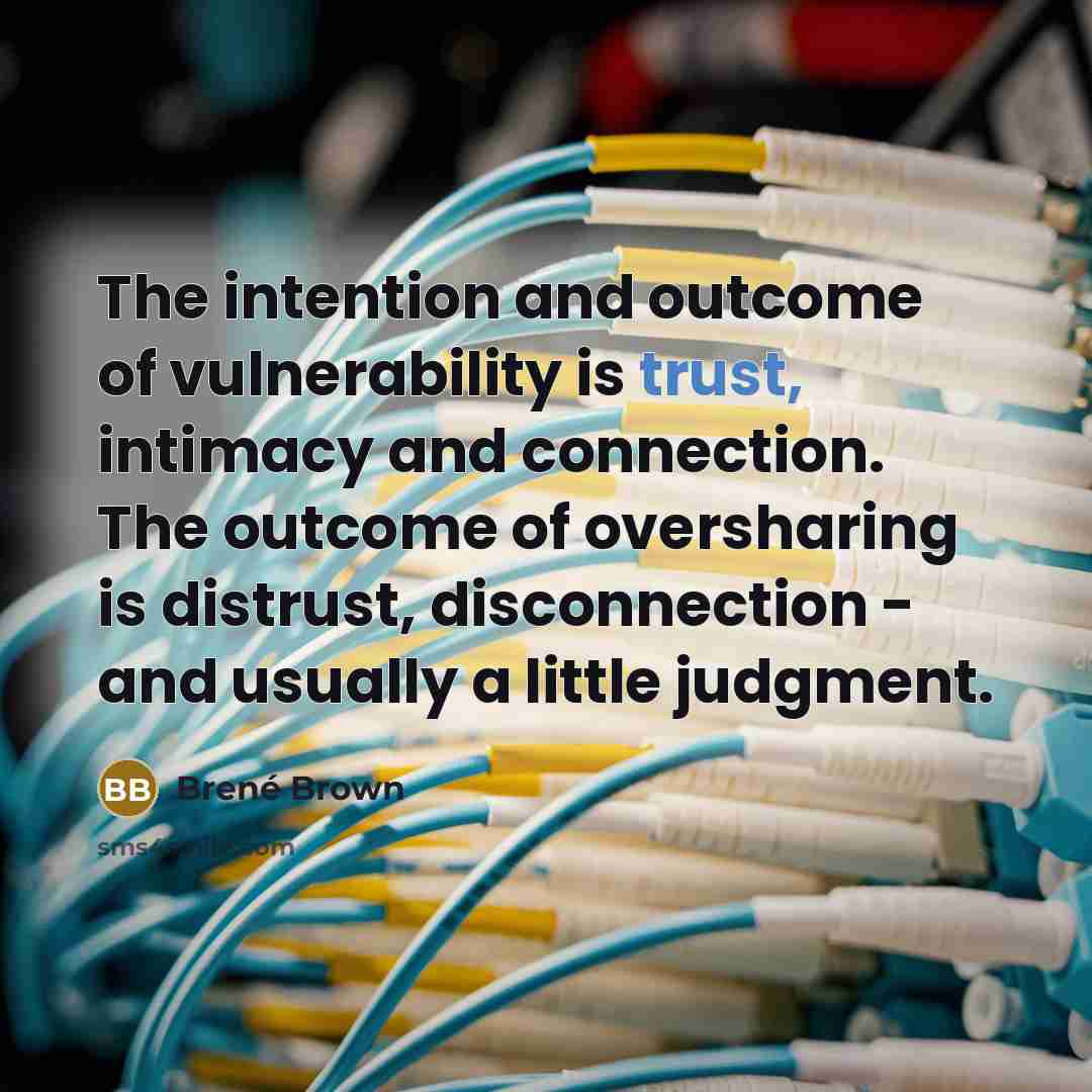 “The intention and outcome of vulnerability is trust, intimacy and…” quote by Brene Brown