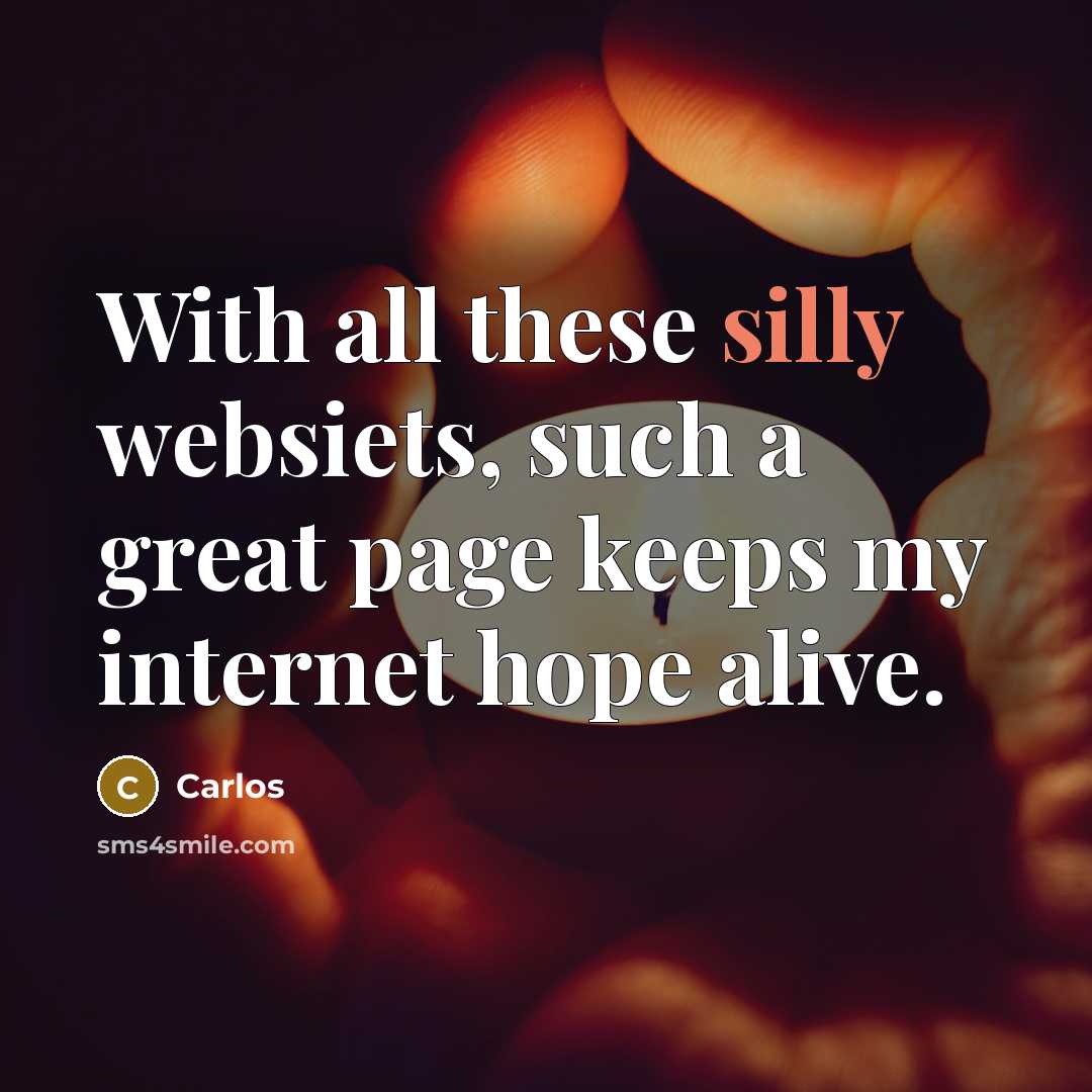 “With all these silly websiets, such a great page keeps…” quote by Carlos