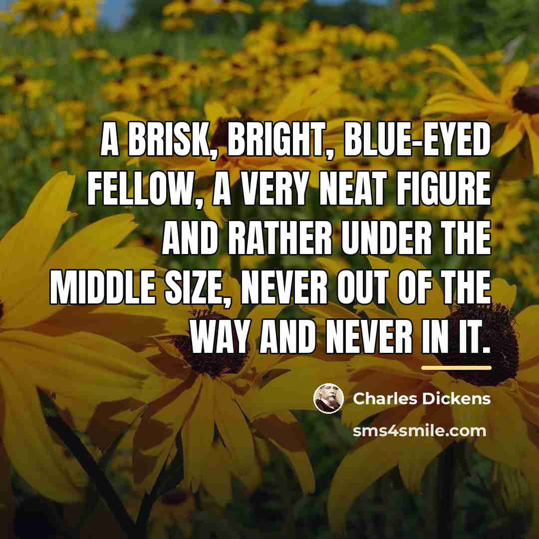 “A brisk, bright, blue-eyed fellow, a very neat figure and…” quote by Charles Dickens
