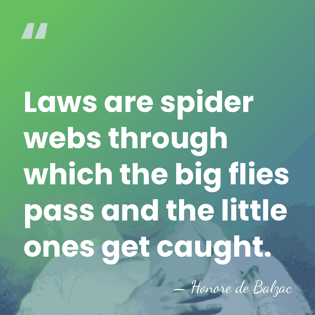 Laws are spider webs through which the big flies pass and the&hellip; - HonorÈ De Balzac