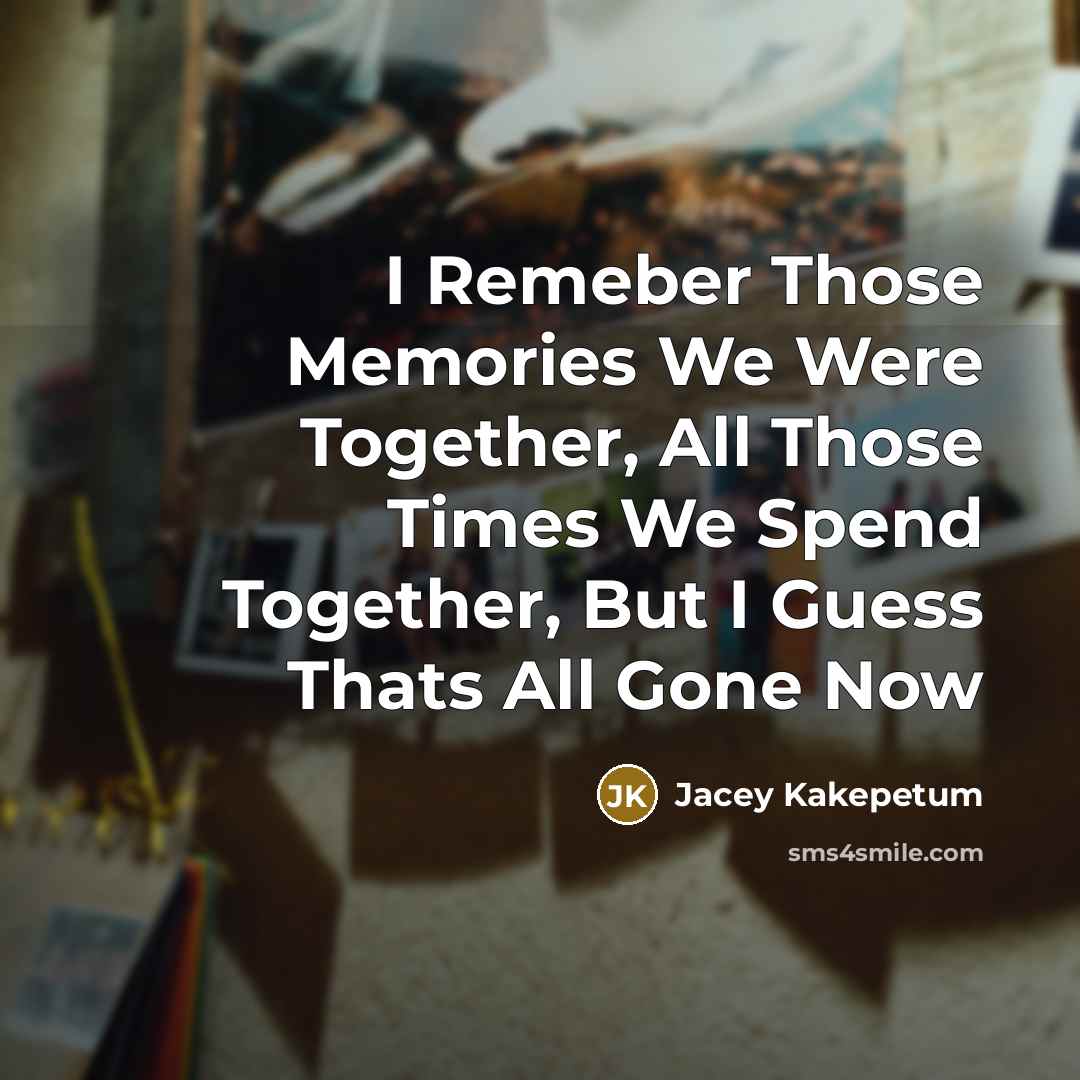 “I Remeber Those Memories We Were Together, All Those Times We Spend Together, But I Guess Thats All Gone Now” quote by Jacey Kakepetum