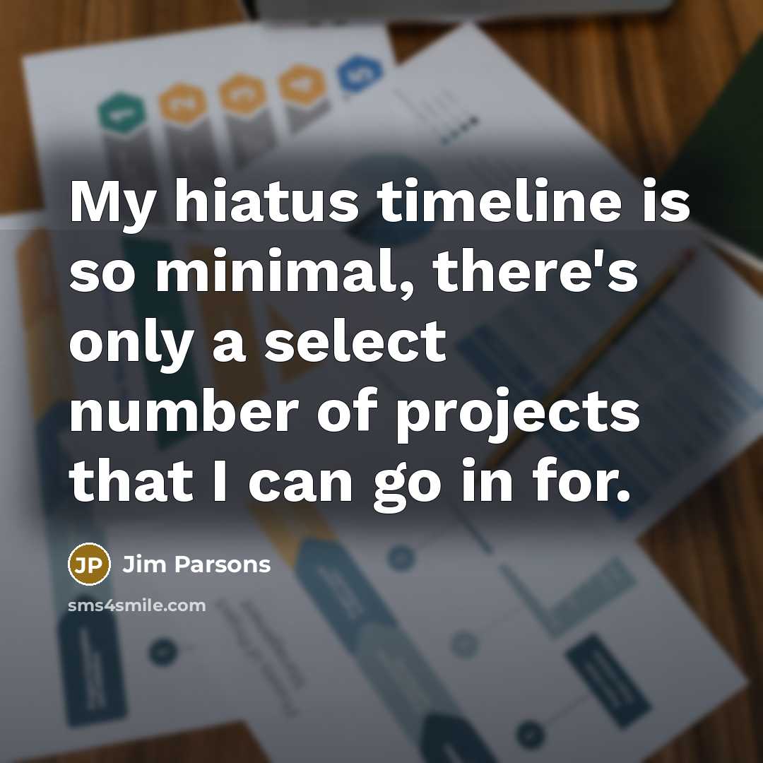 “My hiatus timeline is so minimal, there's only a select…” quote by Jim Parsons
