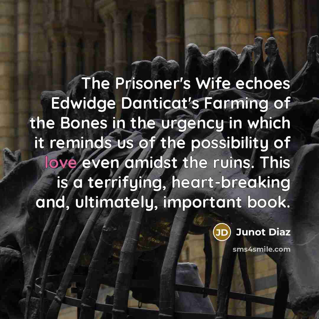 “The Prisoner's Wife echoes Edwidge Danticat's Farming of the Bones…” quote by Junot Diaz