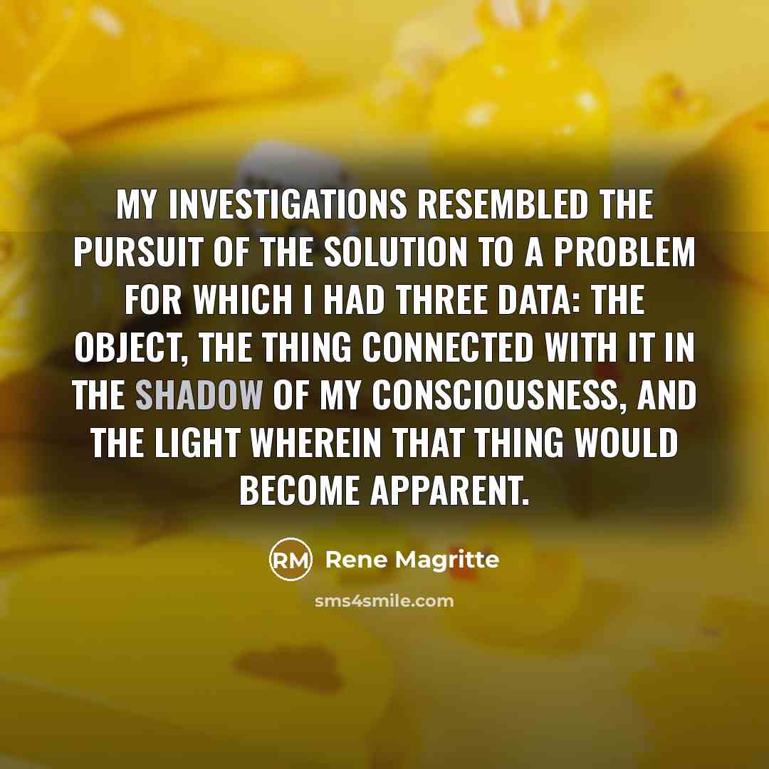 “My investigations resembled the pursuit of the solution to a…” quote by Rene Magritte