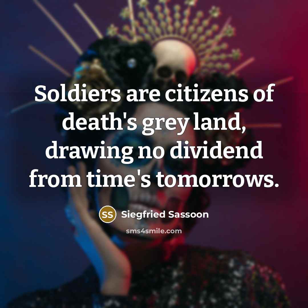 “Soldiers are citizens of death's grey land, drawing no dividend…” quote by Siegfried Sassoon
