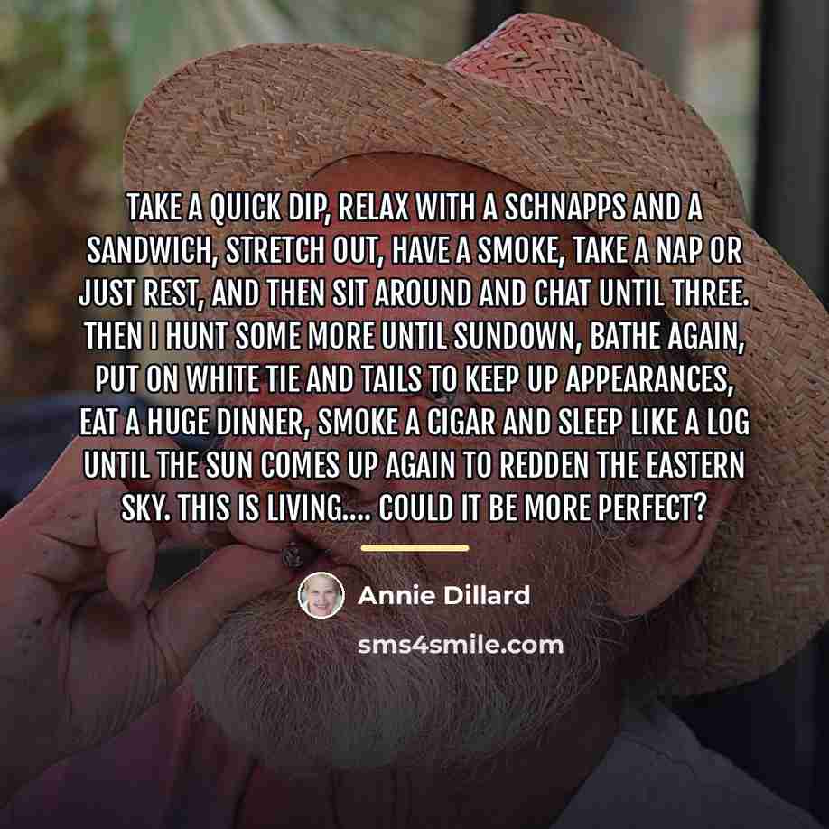 “Take a quick dip, relax with a schnapps and a…” quote by Annie Dillard