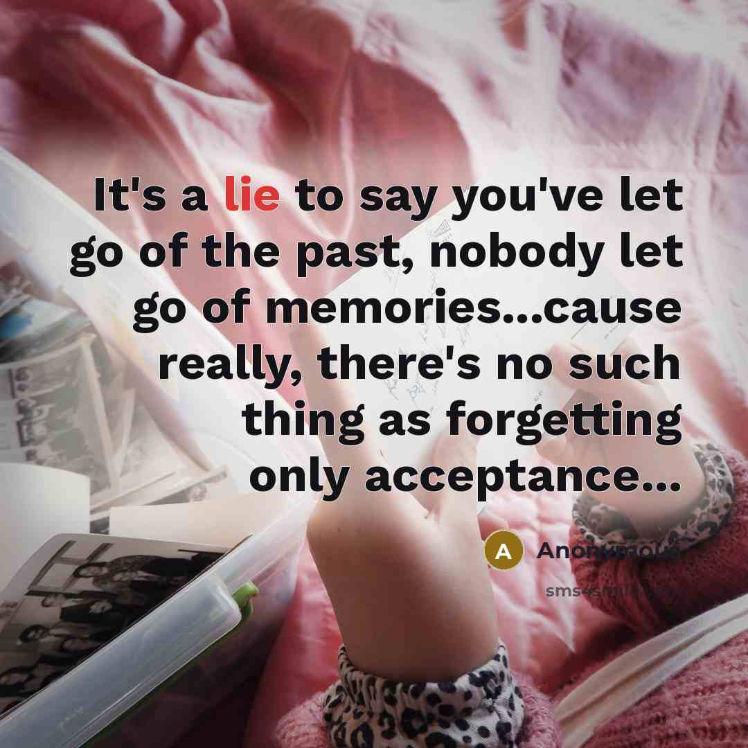 “It's a lie to say you've let go of the…” quote by Anonymous