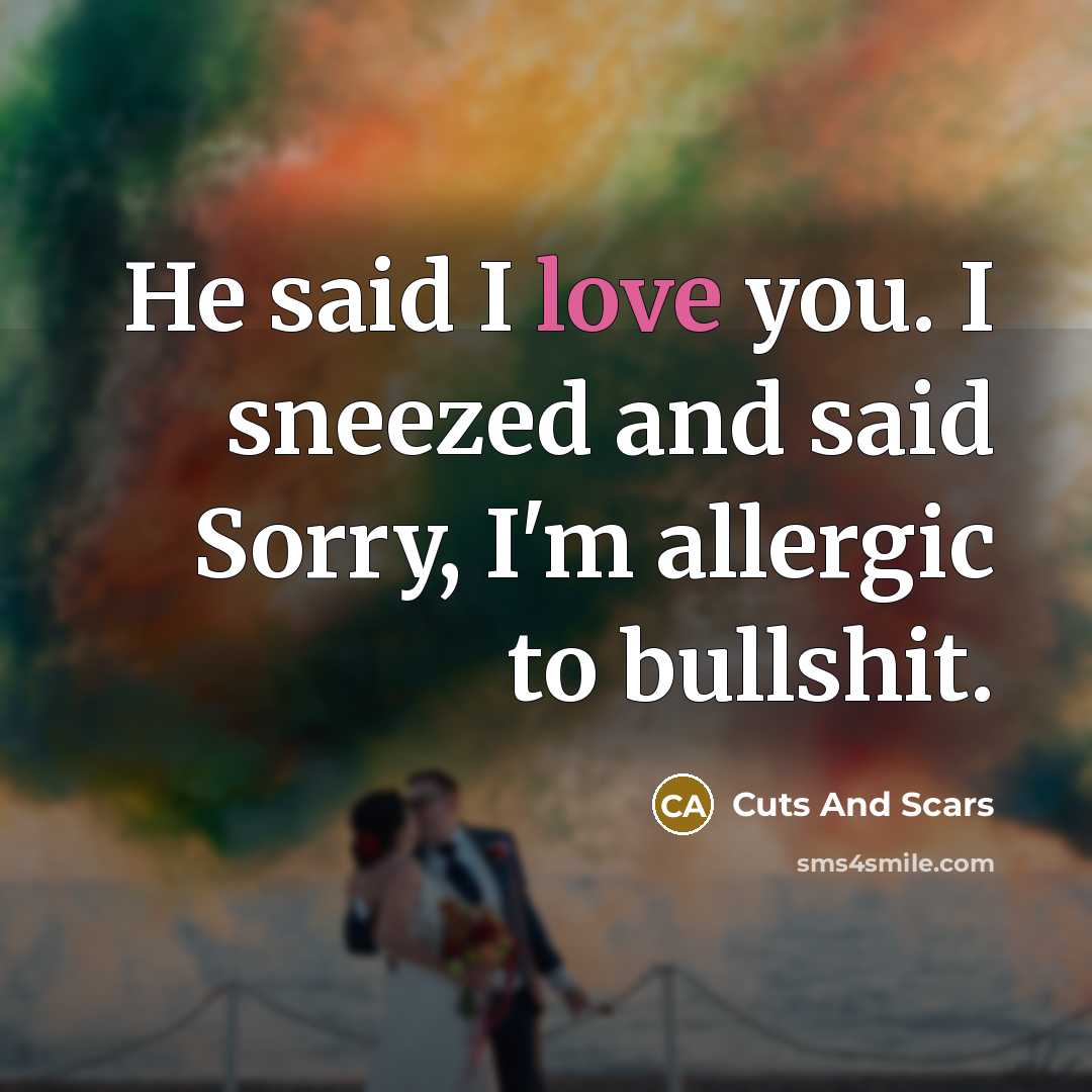 “He said I love you. I sneezed and said Sorry,…” quote by Cuts And Scars