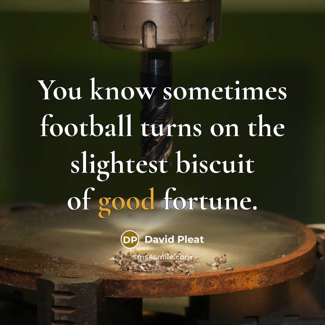 “You know sometimes football turns on the slightest biscuit of…” quote by David Pleat