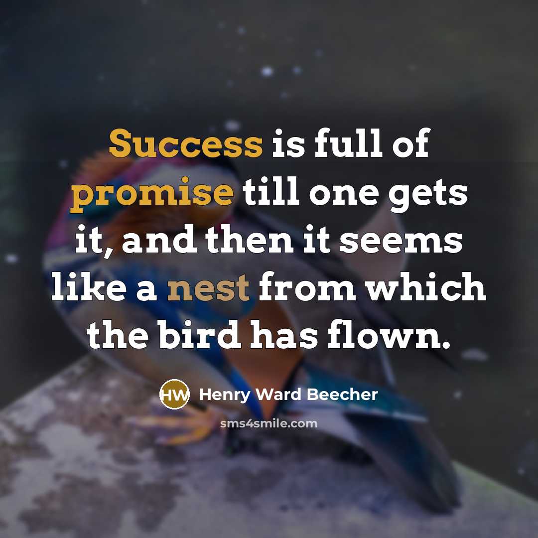 “Success is full of promise till one gets it, and…” quote by Henry Ward Beecher