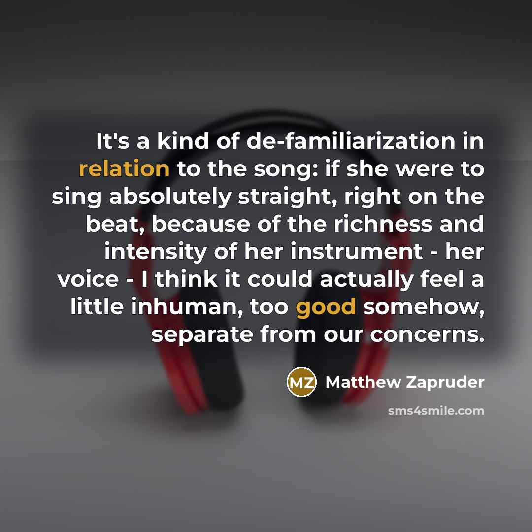 “It's a kind of de-familiarization in relation to the song:…” quote by Matthew Zapruder