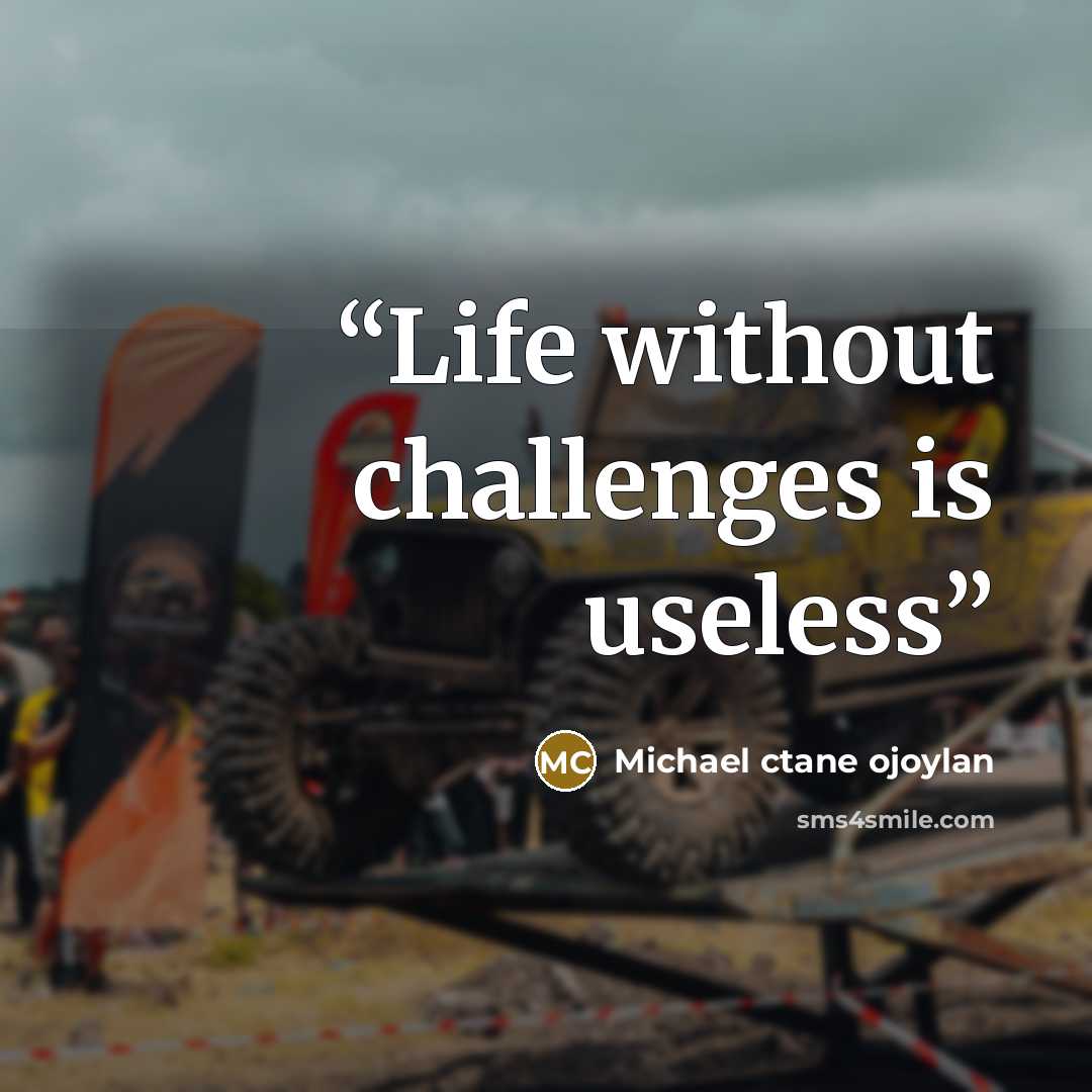 “Life without challenges is useless” quote by Michael ctane ojoylan
