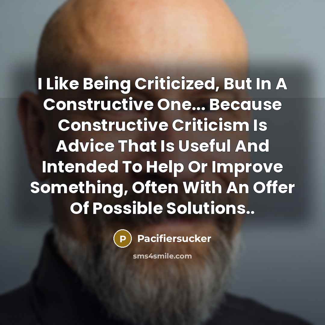 “I Like Being Criticized, But In A Constructive One... Because…” quote by Pacifiersucker