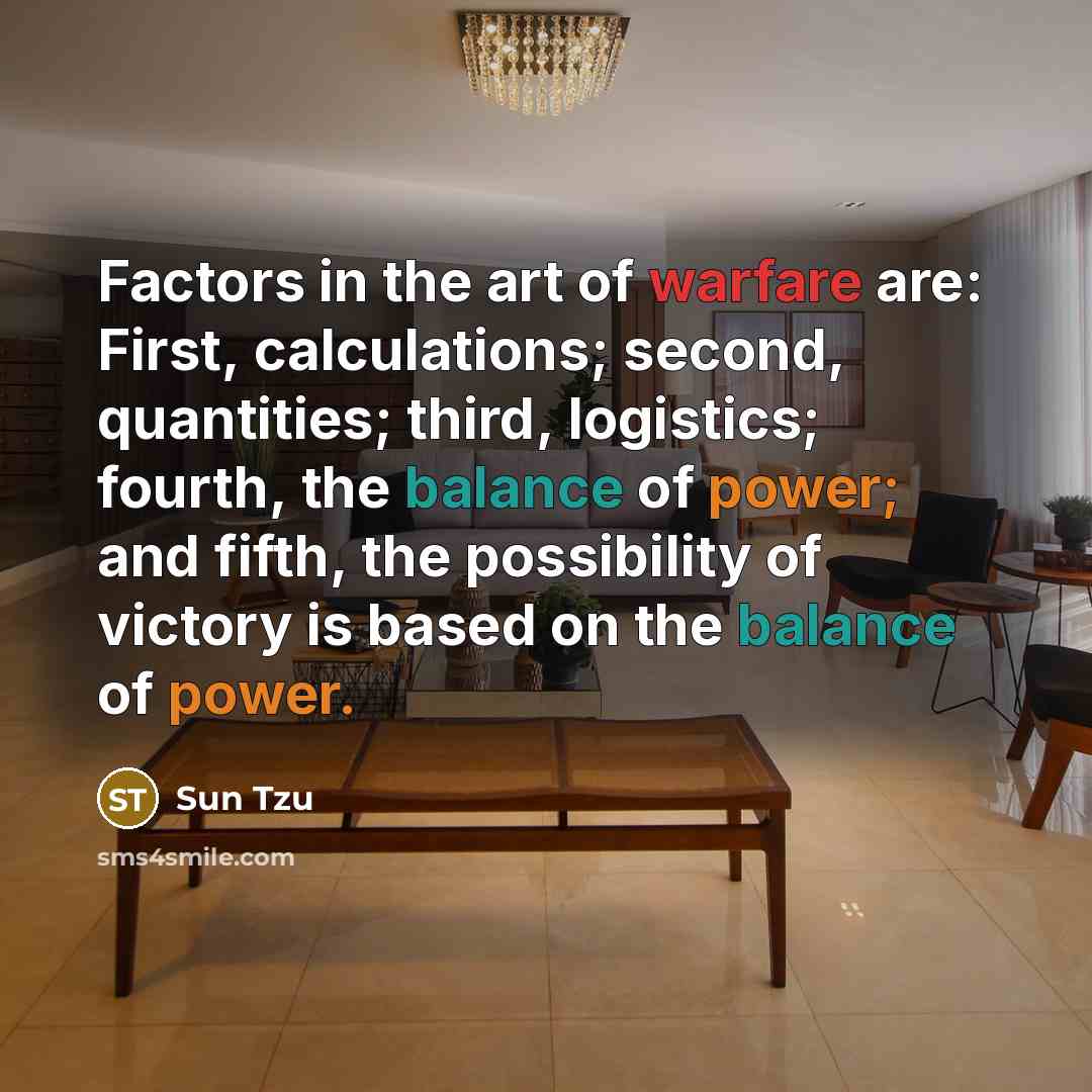 “Factors in the art of warfare are: First, calculations; second,…” quote by Sun Tzu