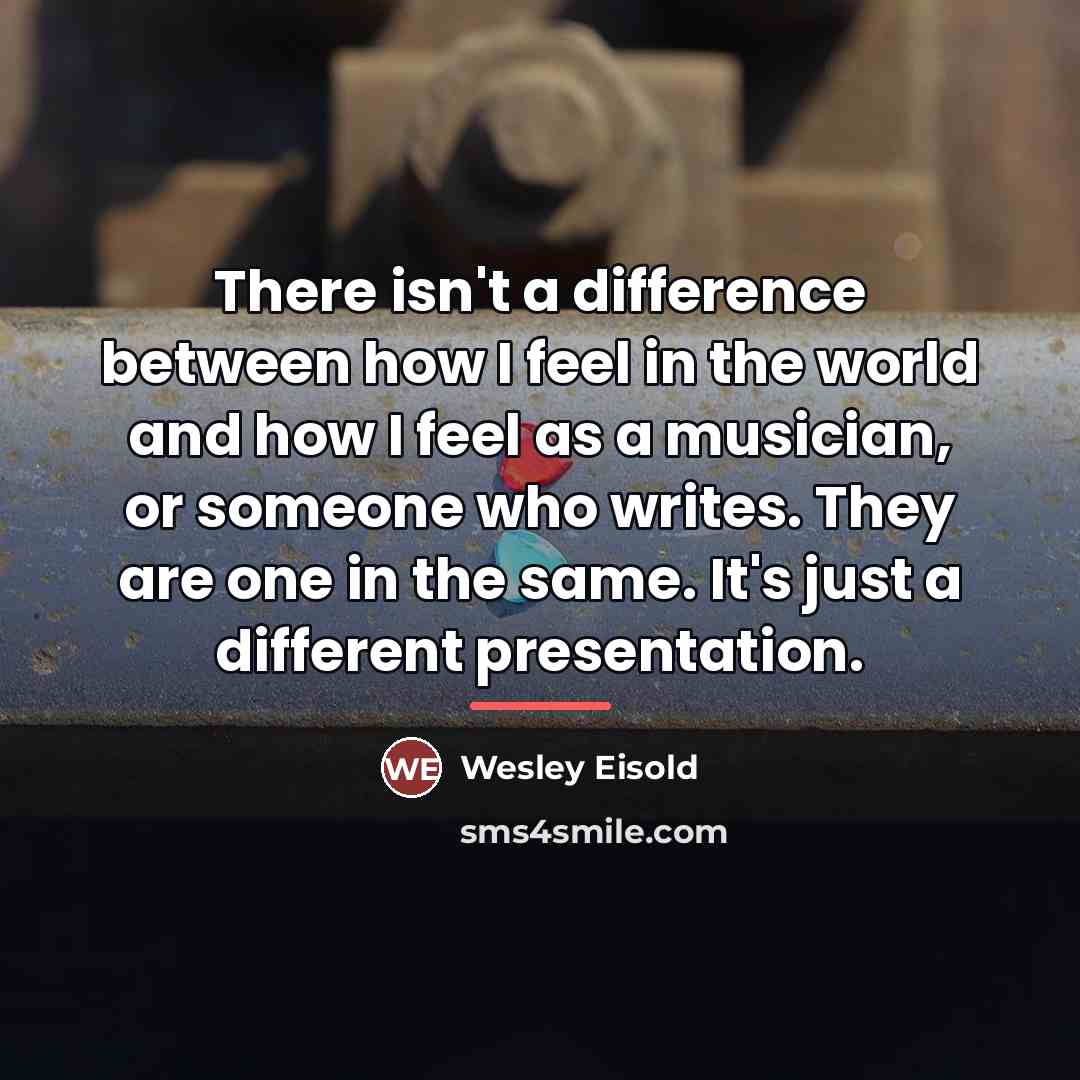 “There isn't a difference between how I feel in the…” quote by Wesley Eisold