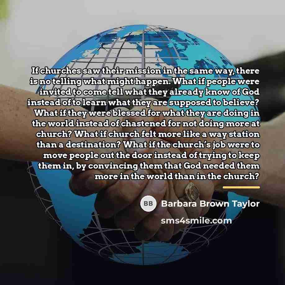 “If churches saw their mission in the same way, there…” quote by Barbara Brown Taylor