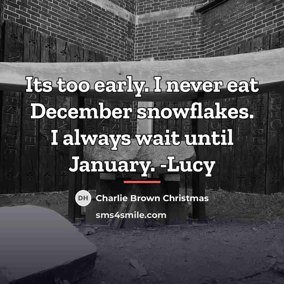 “Its too early. I never eat December snowflakes. I always…” quote by Charlie Brown Christmas