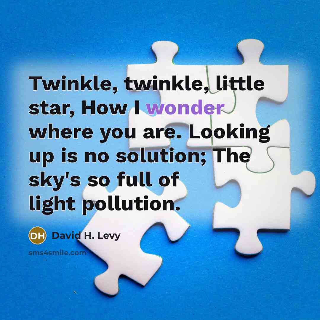 “Twinkle, twinkle, little star, How I wonder where you are.…” quote by David H. Levy