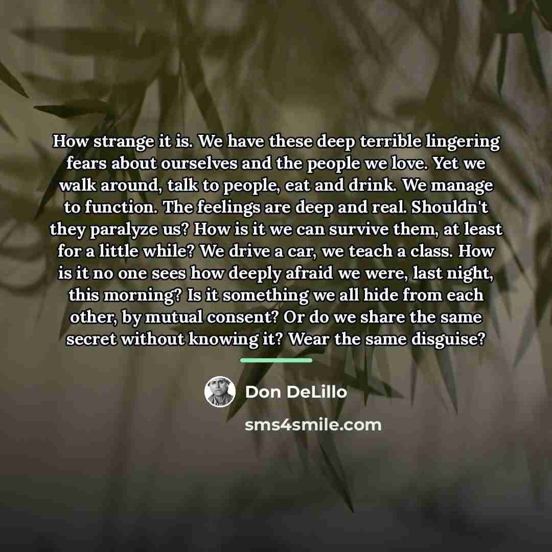 “How strange it is. We have these deep terrible lingering…” quote by Don DeLillo