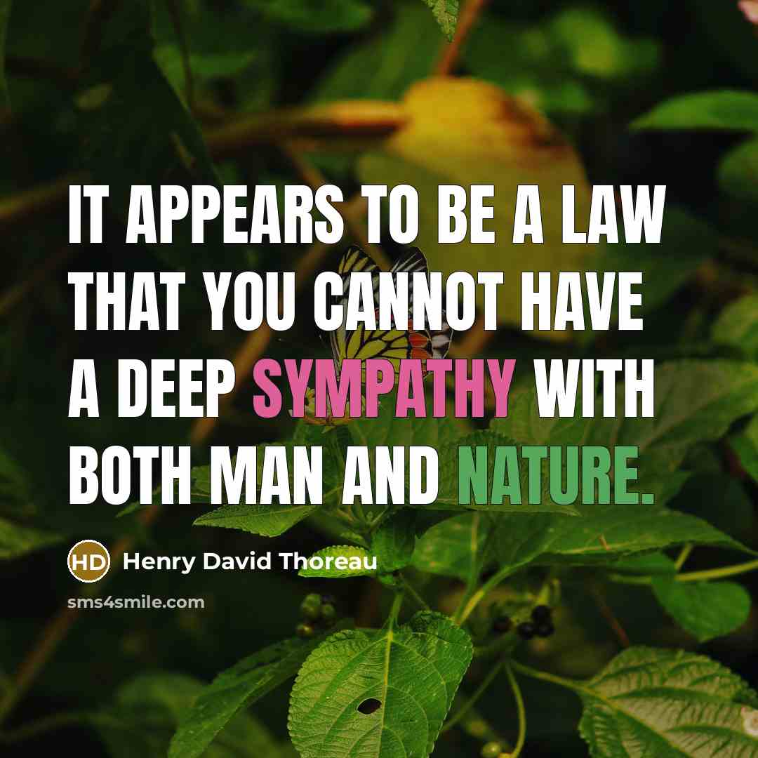 “It appears to be a law that you cannot have a deep sympathy with both man and nature.” quote by Henry David Thoreau