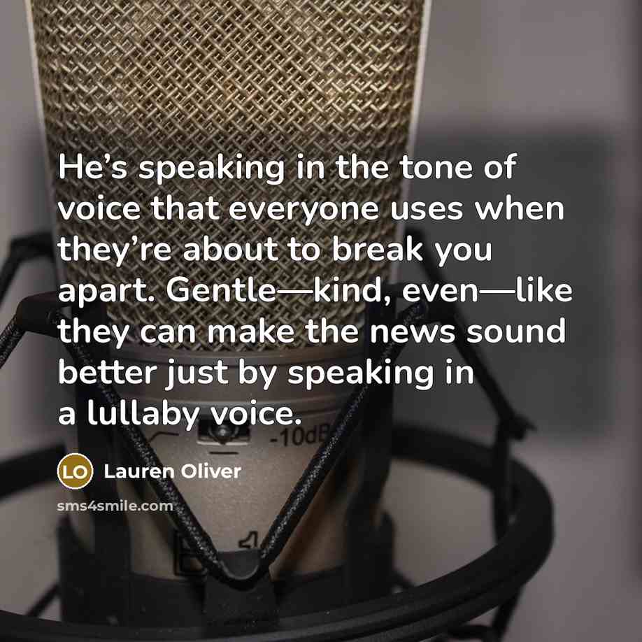 “He’s speaking in the tone of voice that everyone uses…” quote by Lauren Oliver