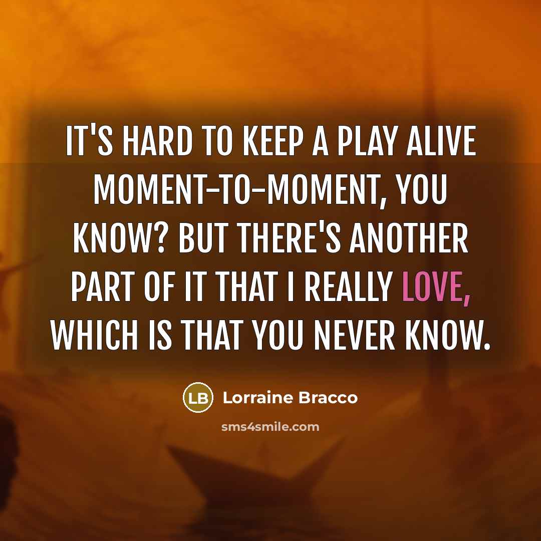 “It's hard to keep a play alive moment-to-moment, you know?…” quote by Lorraine Bracco