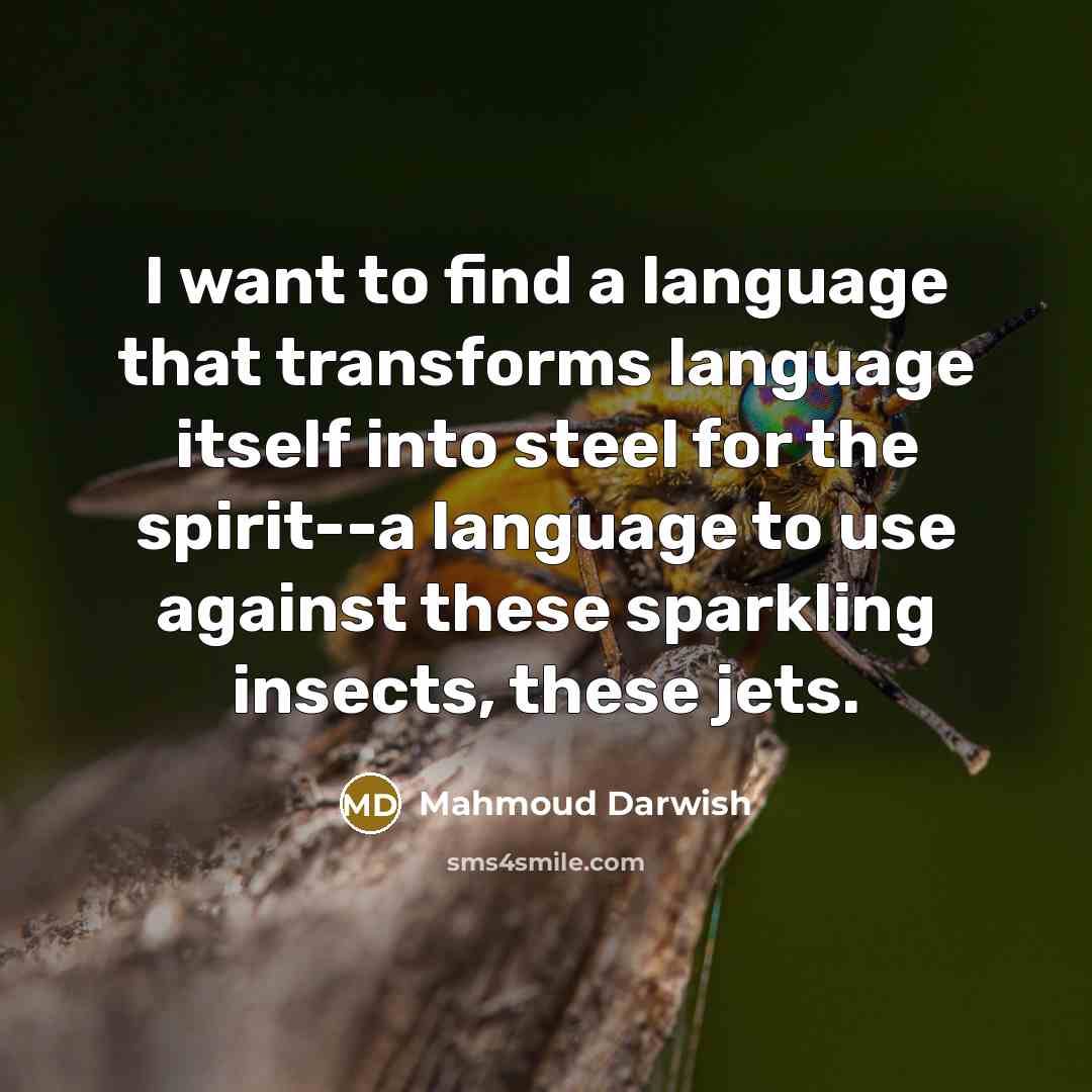 “I want to find a language that transforms language itself…” quote by Mahmoud Darwish