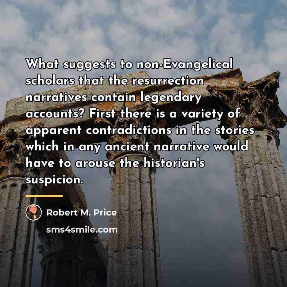 “What suggests to non-Evangelical scholars that the resurrection narratives contain…” quote by Robert M. Price