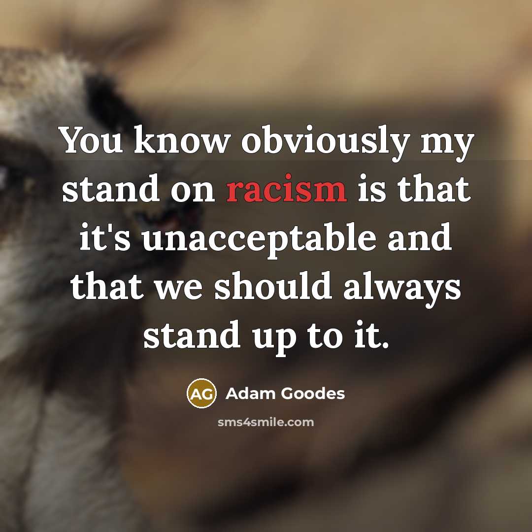 “You know obviously my stand on racism is that it's…” quote by Adam Goodes