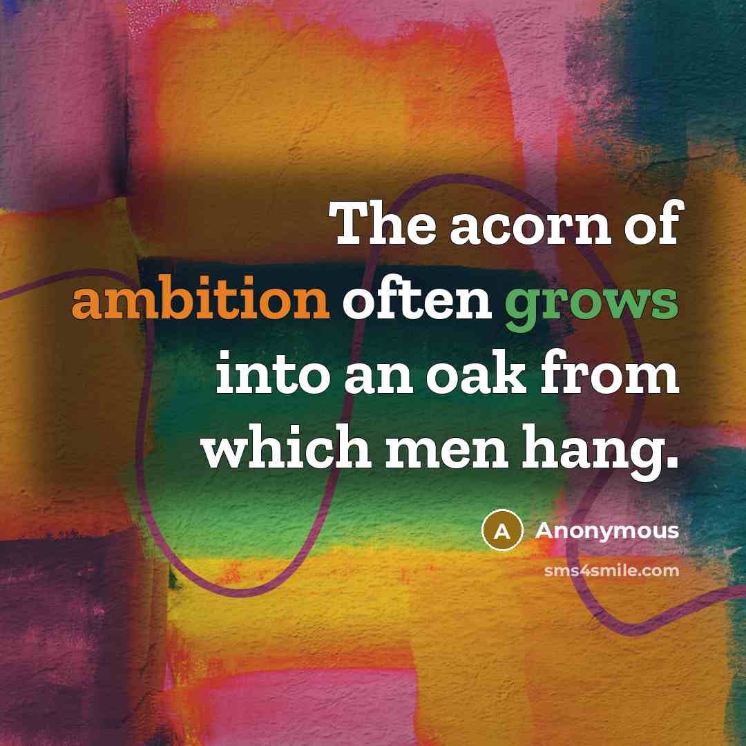 “The acorn of ambition often grows into an oak from which men hang.” quote by Anonymous