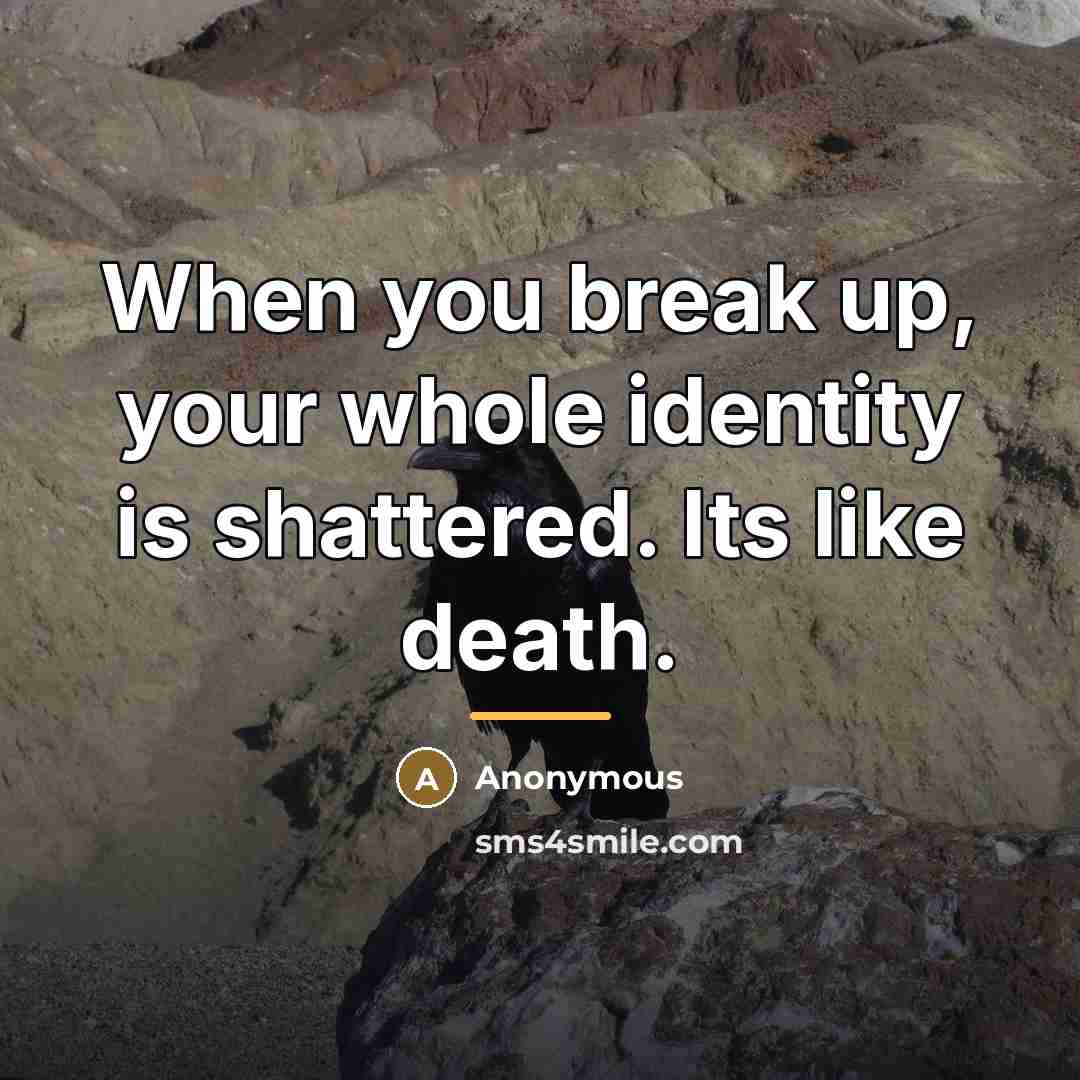 “When you break up, your whole identity is shattered. Its…” quote by Anonymous