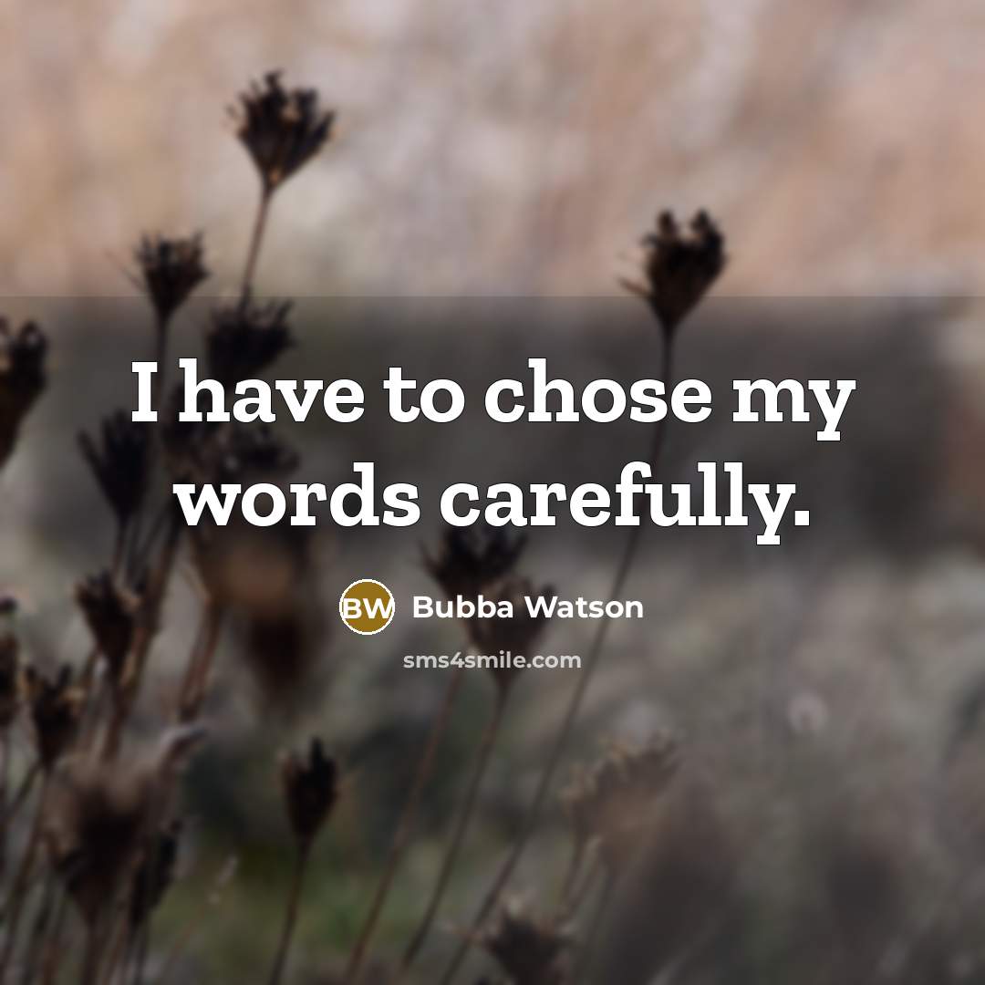“I have to chose my words carefully.” quote by Bubba Watson