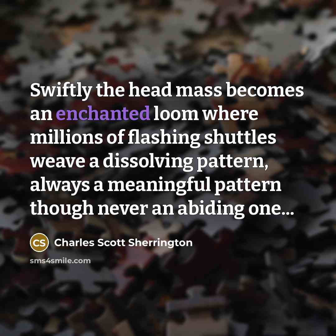 “Swiftly the head mass becomes an enchanted loom where millions…” quote by Charles Scott Sherrington
