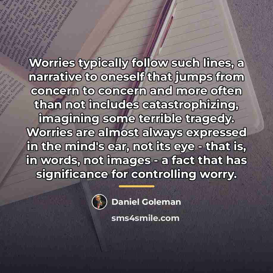 “Worries typically follow such lines, a narrative to oneself that…” quote by Daniel Goleman