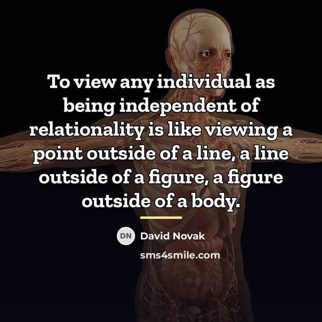 “To view any individual as being independent of relationality is…” quote by David Novak