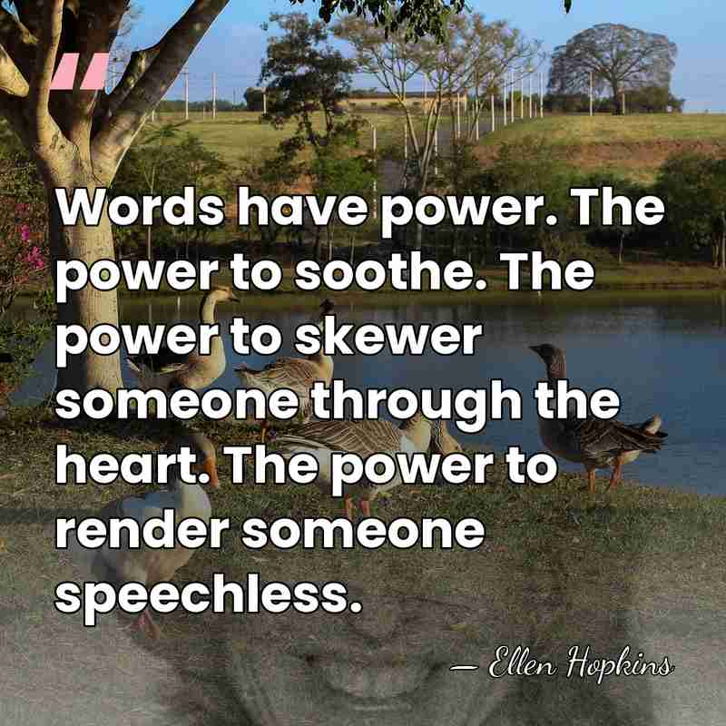 Words have power. The power to soothe. The power to skewer someone&hellip; - Ellen Hopkins