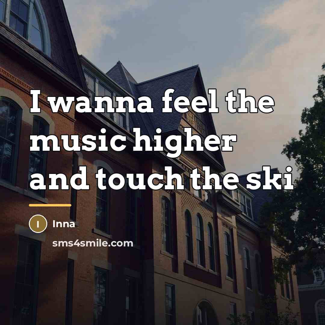 “I wanna feel the music higher and touch the ski…” quote by Inna