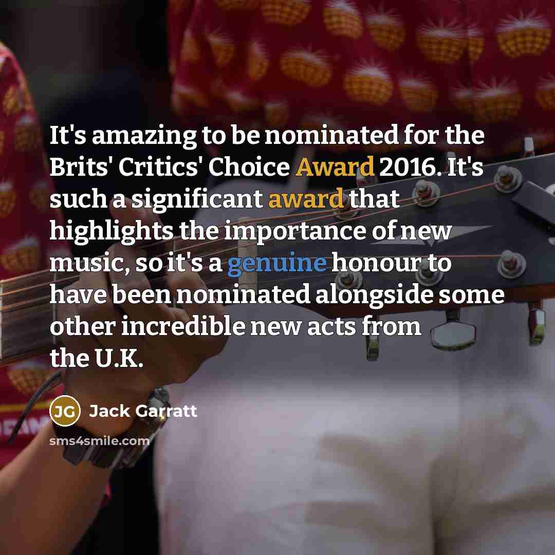 “It's amazing to be nominated for the Brits' Critics' Choice…” quote by Jack Garratt
