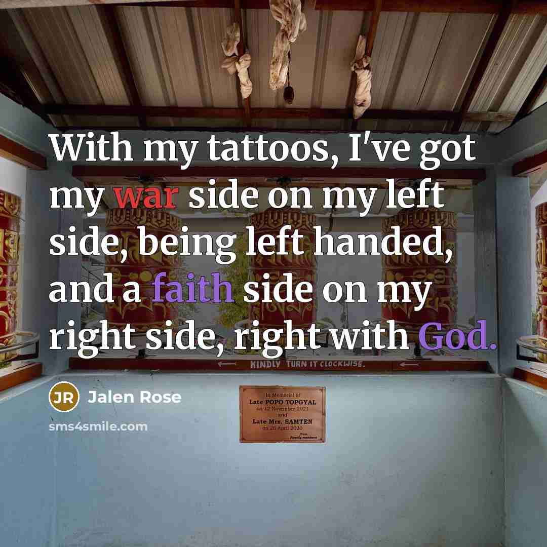 “With my tattoos, I've got my war side on my…” quote by Jalen Rose